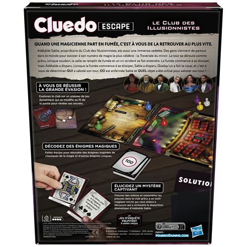 Hasbro Gaming Cluedo Escape : Le Club Des Illusionnistes - Jeu Détective Escape Game - Version Française 1 à 6 Joueurs Dès 10 Ans