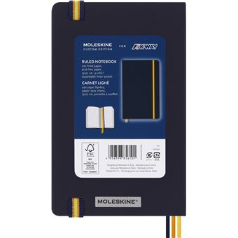 CARNET GRAND FORMAT PAGES LIGNEES K-WAY BLEU COUVERTURE RIGIDE ETANCHE