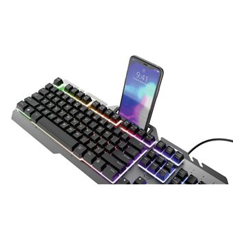 Clavier de jeu Trust Esca Metal Rainbow LED Noir