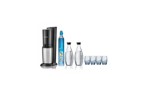Pack machine Crystal Sodastream avec 2 carafes et 4 verres de service Blanc