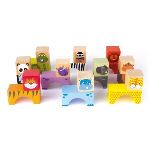 Cubes en bois Apli Animaux 16 unités