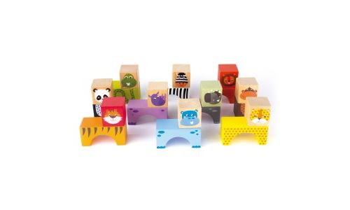 Cubes en bois Apli Animaux 16 unités