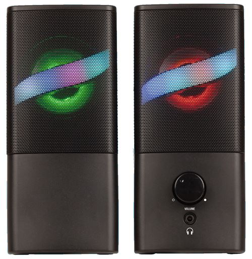 Enceintes PC Onearz 2.0 stéréo avec LED Noir