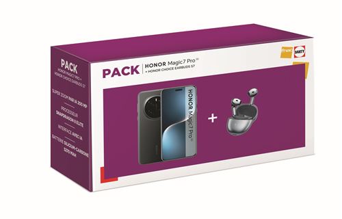 Pack Smartphone Honor Magic 7 Pro 6,8 5G Double Nano SIM 512 Go Noir + Ecouteurs Honor Choice Earbuds S7