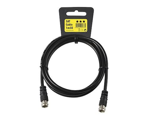 Cordon Satellite avec prise F pour TV Erard 1.5m Noir