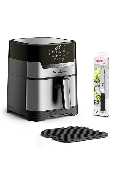 Friteuse Sans Huile Moulinex Yy5138Fb Easy Fry Et Grill Digital Avec Couteau Tefal 1400 W Inox