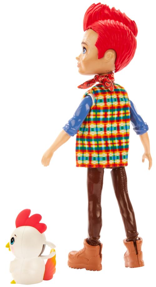 Figurine Enchantimals Redward Coq Et Son Animal Cluck - Poupée Miniature Avec Tenue Fermier - Jouet Enfant 15 Cm