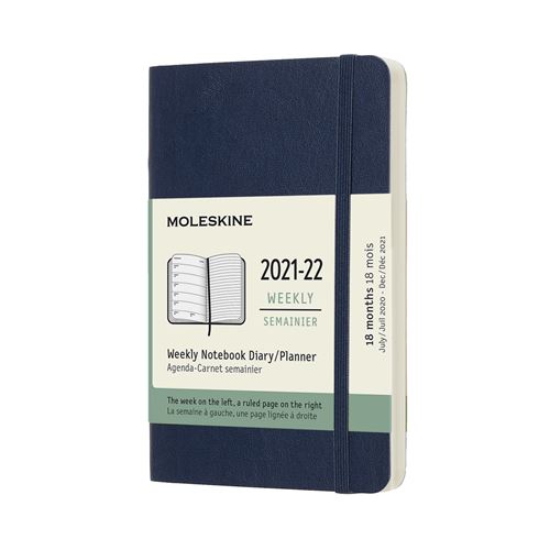 Agenda scolaire semainier Moleskine Pocket Couverture souple 2021-2022 Bleu