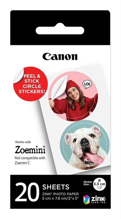 Papier photo instantané Canon Zink pour imprimante photo portable Zoemini