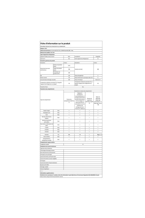 CONGÉLATEUR ENCASTRABLE, NICHE 178 CM, 204 LITRES, AFFICHEUR LCD TACTILE, CONGÉLATION RAPIDE, ALARME DE TEMPÉRATURE, 5 TIROIRS ET 2 COMPARTIMENTS AVEC ABATTANT, FIXATION PAR GLISSIÈRES, FROID VENTILE, CLASSE A+