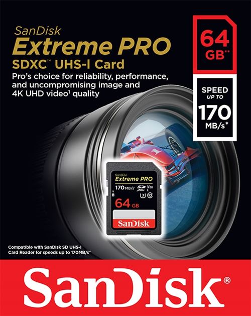 Carte mémoire SDXC SanDisk Extreme PRO UHS-I V30 64 Go