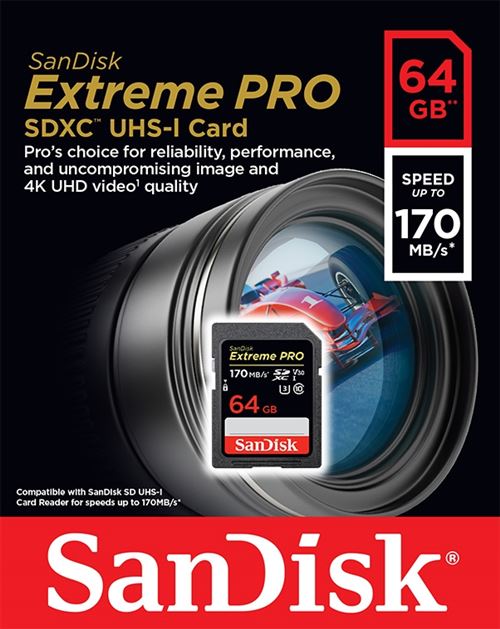 Carte mémoire microSDXC SanDisk Extreme PRO UHS-I V30 64 Go  - SanDisk reconditionné disponible sur Fnac