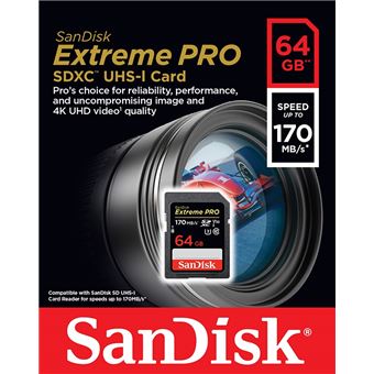 Carte mémoire SDXC SanDisk Extreme PRO UHS-I V30 64 Go