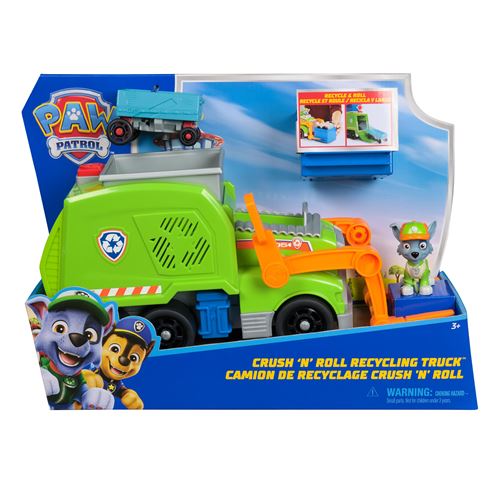 Camion avec Figurine Rocky Paw Patrol Pat’Patrouille Crush 'N' Roll