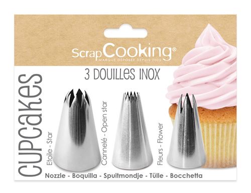 Pack de 3 douilles cupcakes Scrapcooking Inox