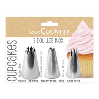 Pack de 3 douilles cupcakes Scrapcooking Inox