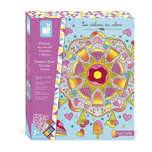 Janod Kit Créatif Peinture Arc-En-Ciel Mandalas 4 Tableaux