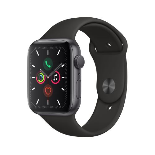 Apple Watch Series 5 GPS 44 mm Bo�tier Aluminium Gris Sid�ral avec Bracelet  Sport Noir - Apple Watch | fnac Belgique