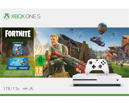Microsoft Xbox One S - Console de jeux - 4K - HDR - 1 To HDD - blanc - Fortnite