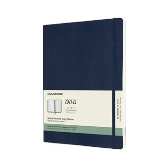 Agenda scolaire semainier Moleskine Couverture souple Extra large 2021-2022 Bleu