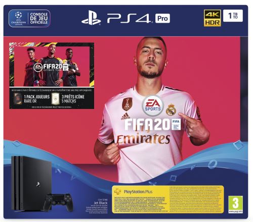 Console de jeux Sony PS4 Pro 1 To Noir + Jeu Fifa 20 + Voucher PS Plus 14j État correct - Sony reconditionné disponible sur Fnac
