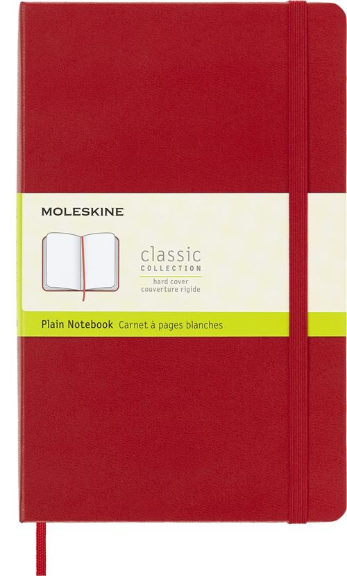 Carnet classique à pages blanches grand format Moleskine Couverture rigide Rouge Ecarlat