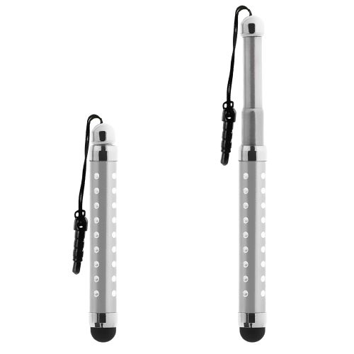 Avizar Argent Stylet Retractable Avec Strass Pour Écran Tactile - Attache Jack 3.5 Mm - Image 3