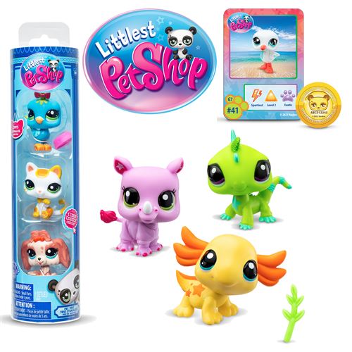 Pack 3 Figurines Bandai Littlest PetShop Tube de 3 Pets Modèle aléatoire