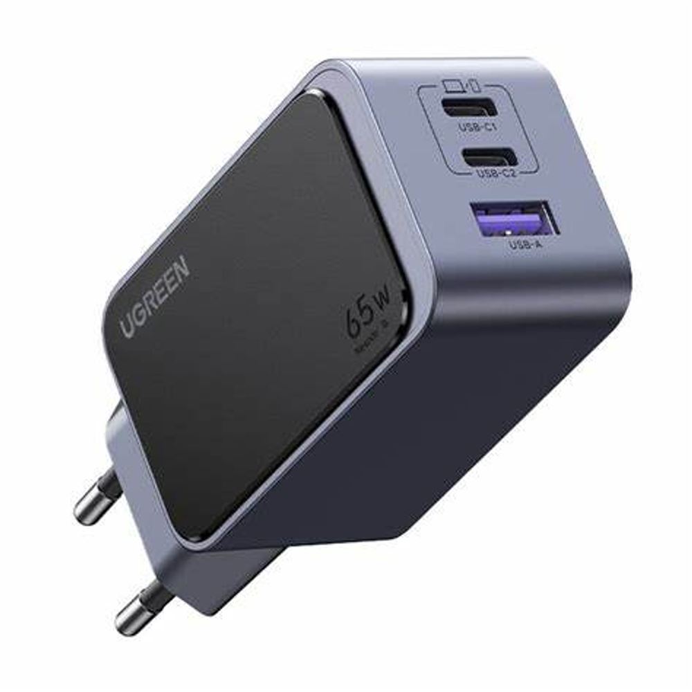 Chargeur Mural Rapide 65W GaN – Double Port USB-C + USB-A – Universel, Neuf