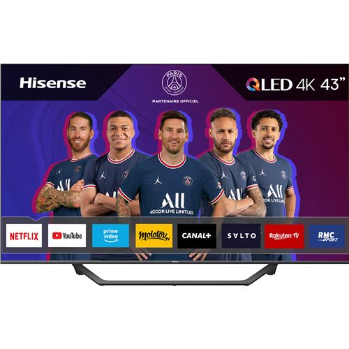 Hisense 43A7GQ - 43 diagonale klasse A7GQ Series led-achtergrondverlichting lcd-tv - QLED - Smart TV - VIDAA - 4K UHD (2160p) 3840 x 2160 - HDR - direct brandende led, Quantum Dot - zwart, donkergrijs