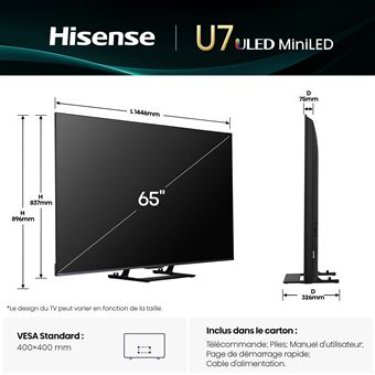 TV MINILED Hisense 65U79Q 144Hz Caisson de basse integre Dolby Vision-Atmos