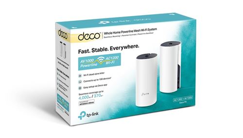Pack 2 solution Hybride WiFi Mesh AC 1200 Mbps + CPL AV 1000 Mbps TP-LINK Deco P9 Blanc