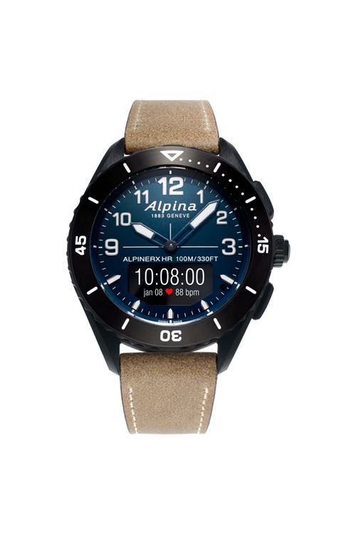 Montre connectée Alpina Alpinerx Alive 45 mm Cuir Beige
