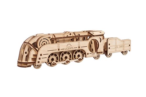 UGEARS Modeles Mecaniques: MINI LOCOMOTIVE 25x6x6,5cm, 172 pieces, temps de  montage 3h, en bois, boîte 18,7x17x3,5cm, 14+
