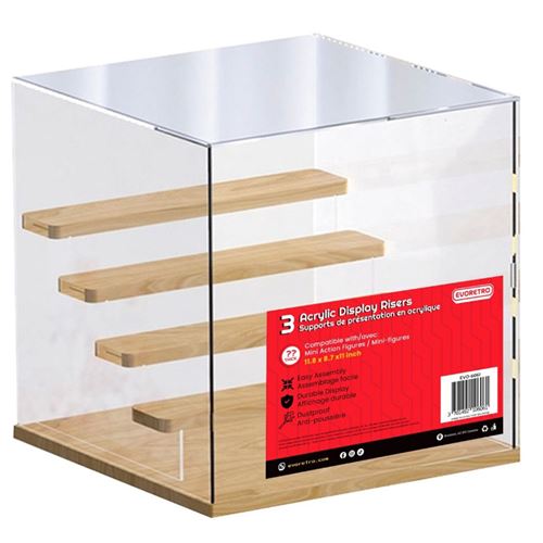 Pack 3 pièces Escaliers Acrylique 4 Marches Evoretro Pour Vitrine 30 cm