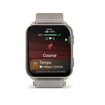 Montre connectée Garmin Venu® X1 46 mm Bluetooth Titane Soft Gold avec bracelet nylon ComfortFit Lin - 1