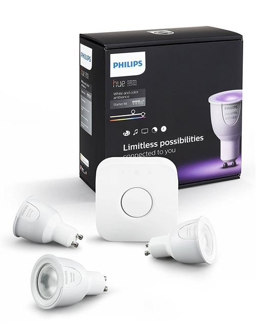 Ampoule LED Philips Hue GU10 6,5W blanc chaud à froid + RVB