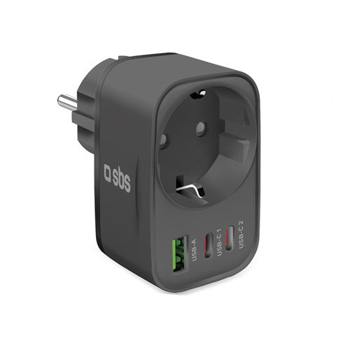 Prise gigogne Schuko PD 30W avec ports USB C + USB A