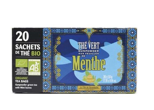 20 infusettes Terre d'Oc Thé vert Gunpowder aux feuilles de menthe