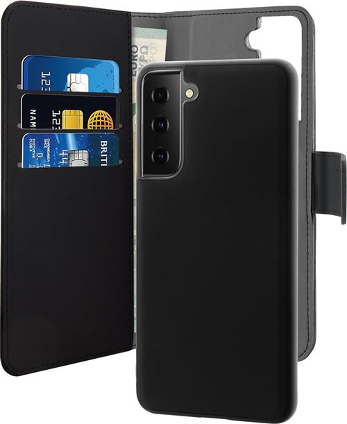 Etui Folio magnétique 2 en 1 pour Samsung Galaxy S21FE Puro Noir