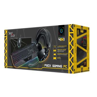 Pack Gaming 4 en 1 Steelplay Casque + Clavier + Souris + Tapis Noir