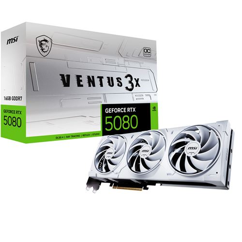 Carte Graphique MSI Nvidia GeForce RTX 5080 16G VENTUS 3X OC Blanc