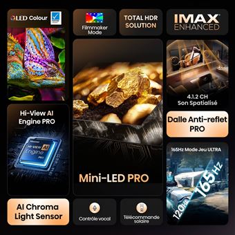 TV MINILED Hisense 65U8Q 165Hz Son Spatialise 4.1.2. Dolby Vision-Atmos