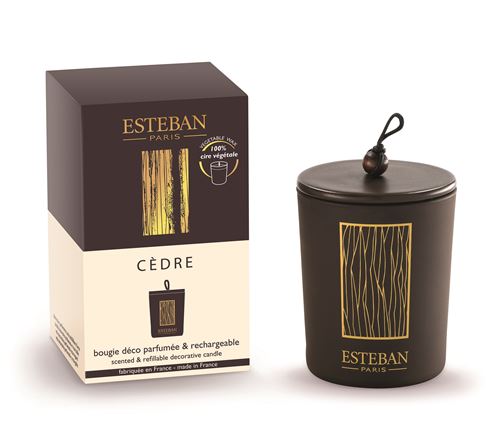 Bougie déco parfumée rechargeable Esteban Cèdre