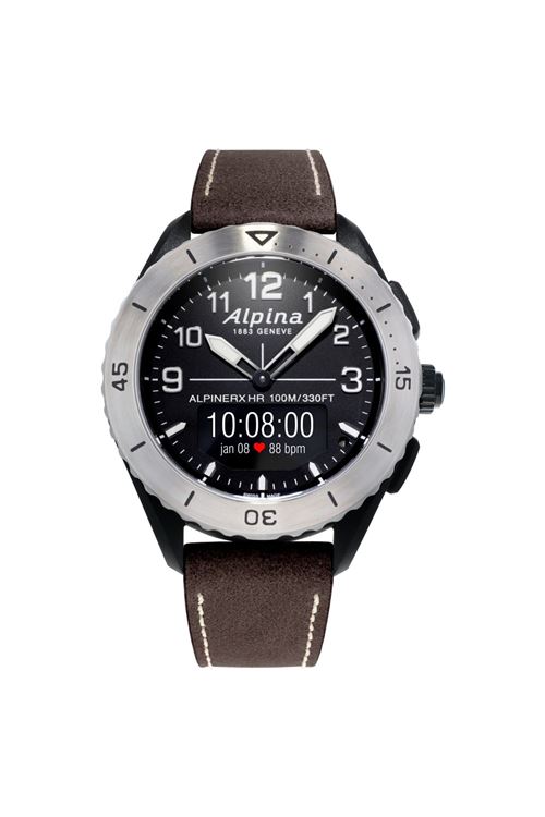 Montre connectée Alpina Alpinerx Alive 45 mm Cuir Marron