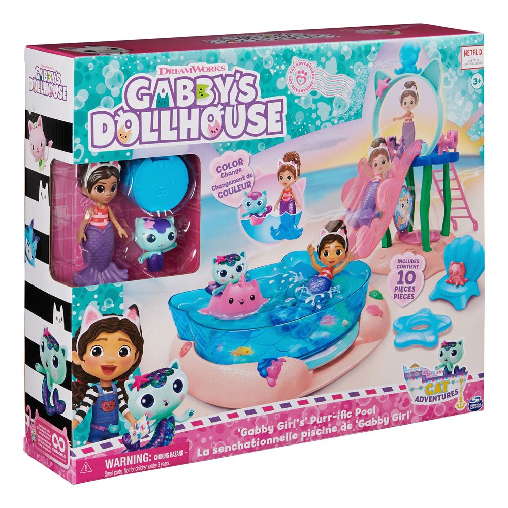 Gabby et la Maison Magique Le Film - Gabby Dollhouse - Poupée Sirène À Fonctions 35 Cm - 1 Figurine Et 2 Accessoires - Sons & Lumières - Dessin Animé Jouet Maison