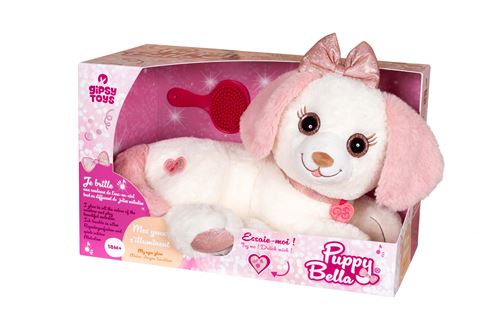 Peluche chien Puppy Bella GIPSY TOYS Toute douce qui sillumine au rythme de jolies mélodies 30 cm