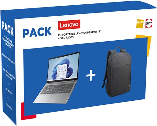 Pack PC portable Lenovo IdeaPad 1 15ALC7 82R4007LFR 15,6 AMD Ryzen™ 5 16 Go RAM 512 Go SSD Gris + Sac à dos Lenovo B210 Gris