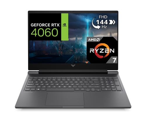 PC Portable Gaming HP Victus 16-S0003Nf 16,1" Fhd 144Hz Amd Ryzen 7 16 Go Ram 512 Go SSD Nvidia Geforce Rtx 4060 Tgp 120W Argent Mica