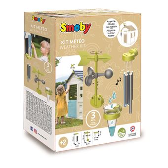 Comprend 3 accessoires: un carillon, une girouette/anemometre et un pluviometre. Compatible avec les maisons Smoby.Des 2 ans.Fabrication Francaise.